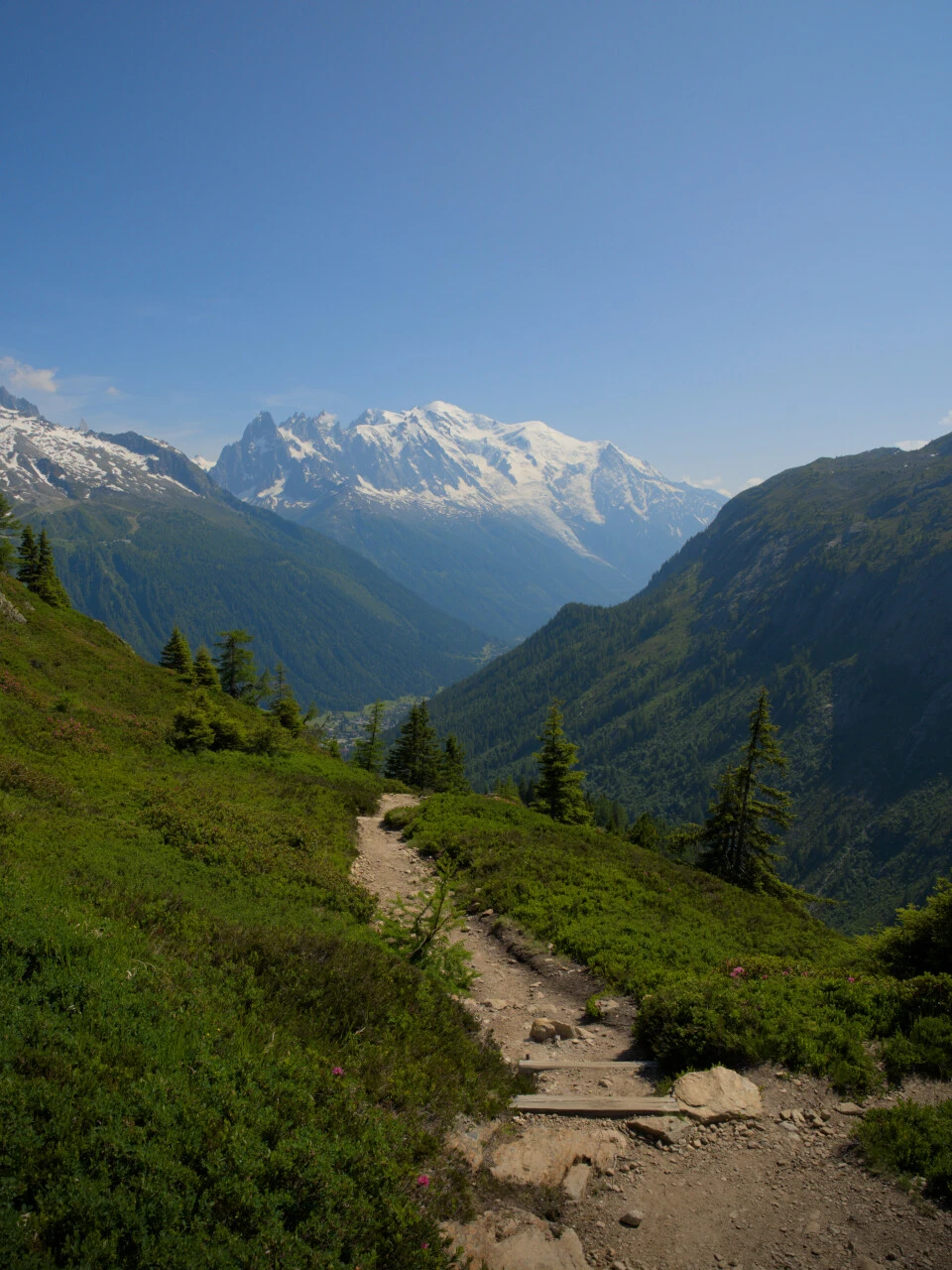 Descenso del sendero balcón hacia el valle de Chamonix