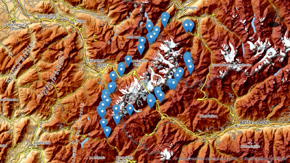 Mapa de Los refugios y alojamientos del Tour du Mont-Blanc, etapa por etapa (y cómo reservarlos) — Altimood